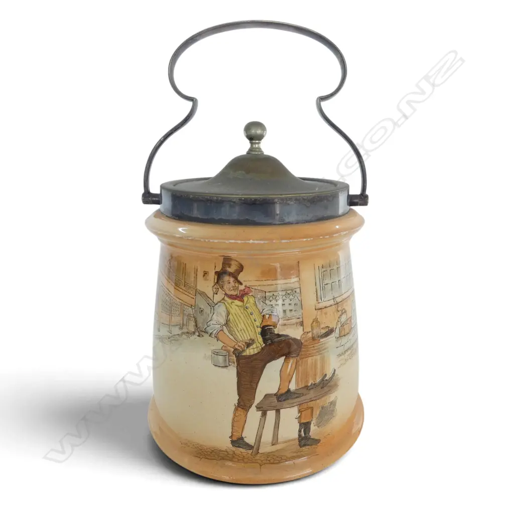 ROYAL DOULTON DICKEN'S WARE BISCUIT BARREL, H.160mm Dia.140mm Image 1++