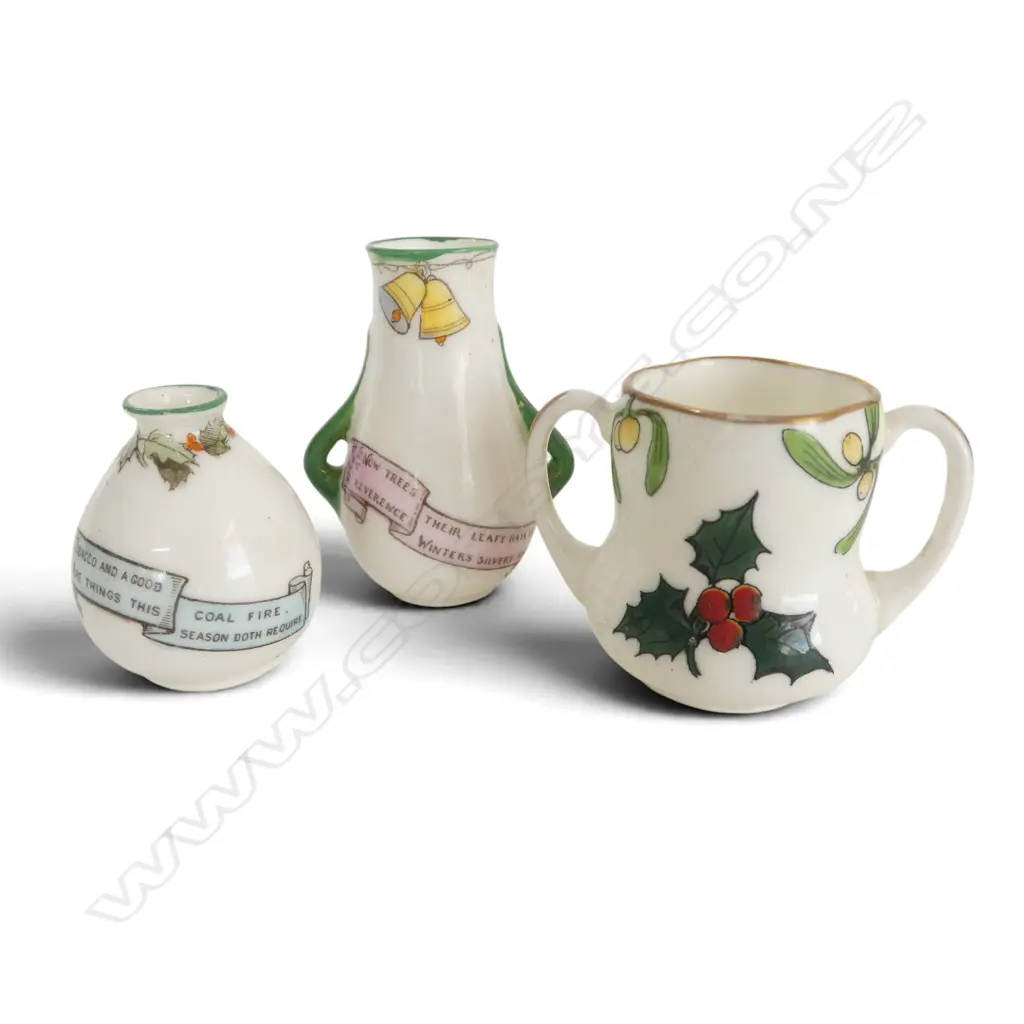 3 ROYAL DOULTON CHRISTMAS THEMED MINIATURES, H.45,50,65mm Image 1++
