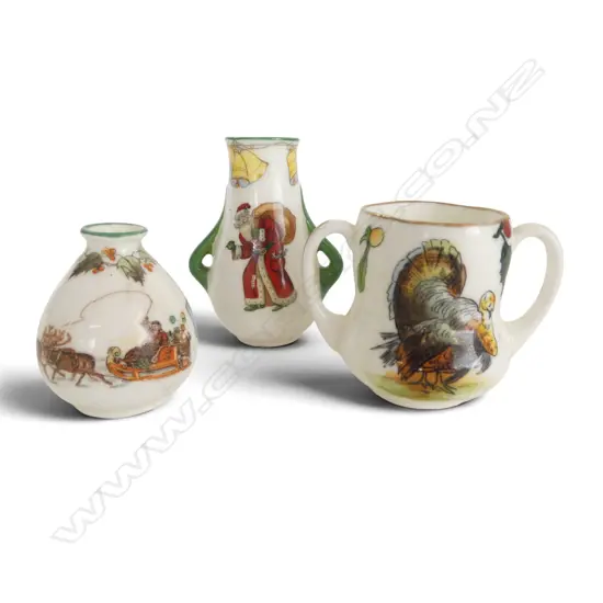 3 ROYAL DOULTON CHRISTMAS THEMED MINIATURES, H.45,50,65mm