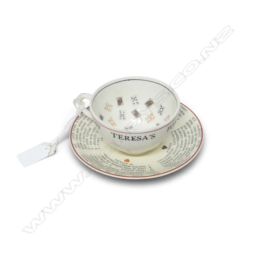SOL J & G MEAKIN 'GYPSY TERESA'S FORTUNE TELLING CUP' CUP & SAUCER Image 1++
