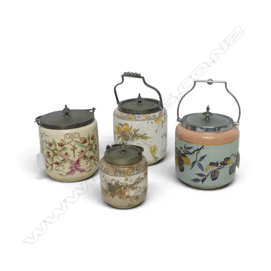 4 OLD ENGLISH BISCUIT BARRELS Dia.180mm