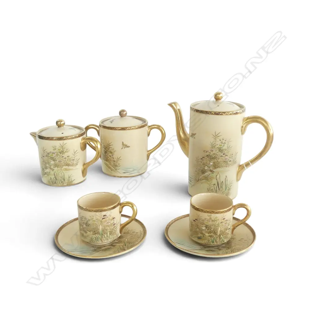 JAPANESE SATSUMA 2 PLACE COFFEE SERVICE H.170mm Image 1++