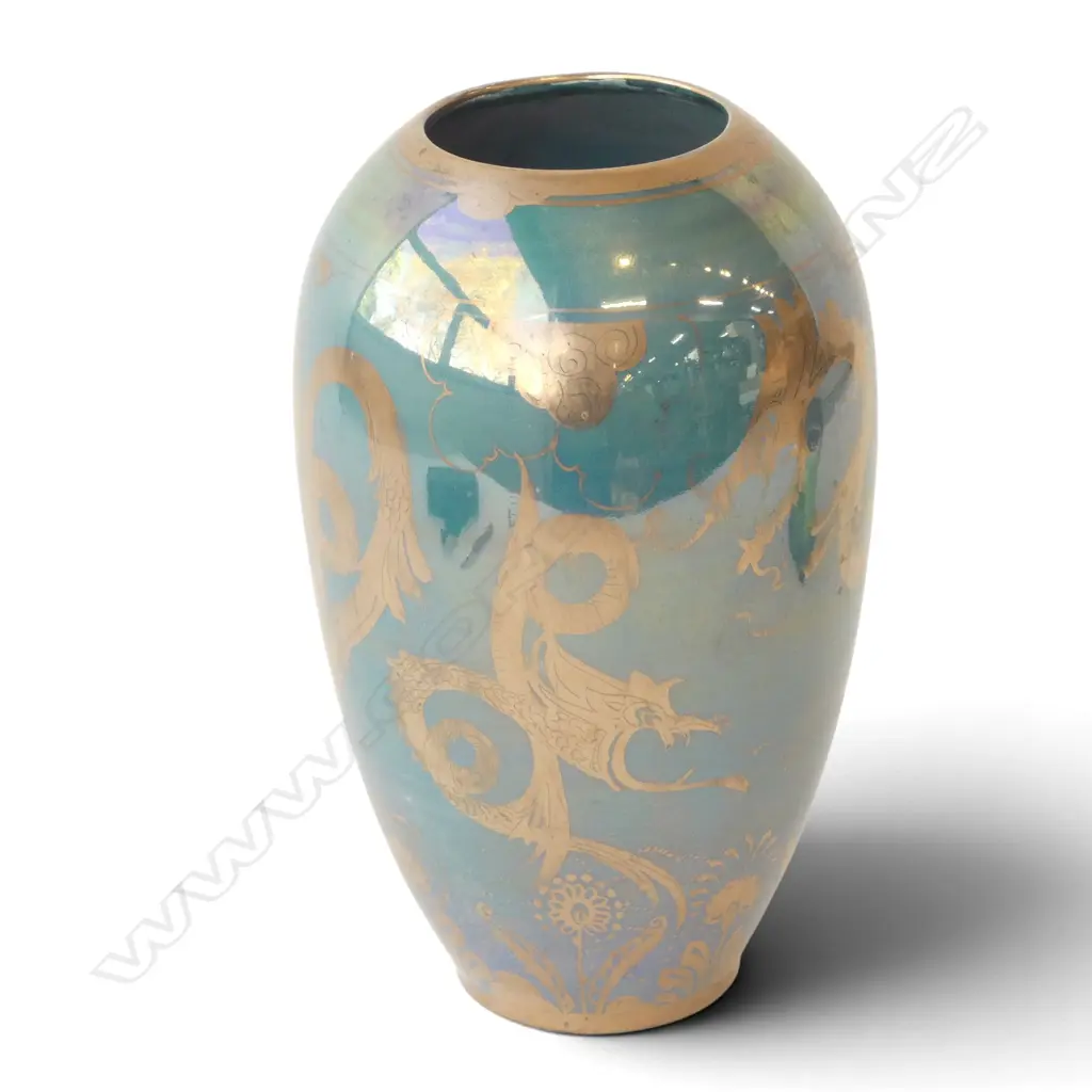 1920S A E GRAY GLORIA LUSTRE DRAGON VASE MADE IN ENGLAND H225MM Image 1++