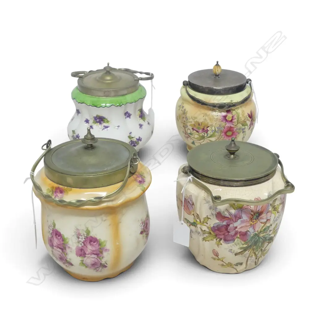 4 OLD ENGLISH BISCUIT BARRELS Dia.200mm Image 1++