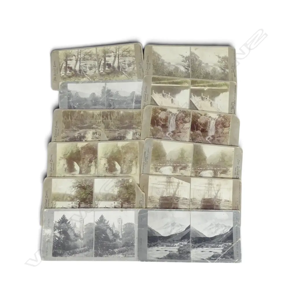 12 VINTAGE NEW ZEALAND STEREOSCOPE CARDS  Image 1++