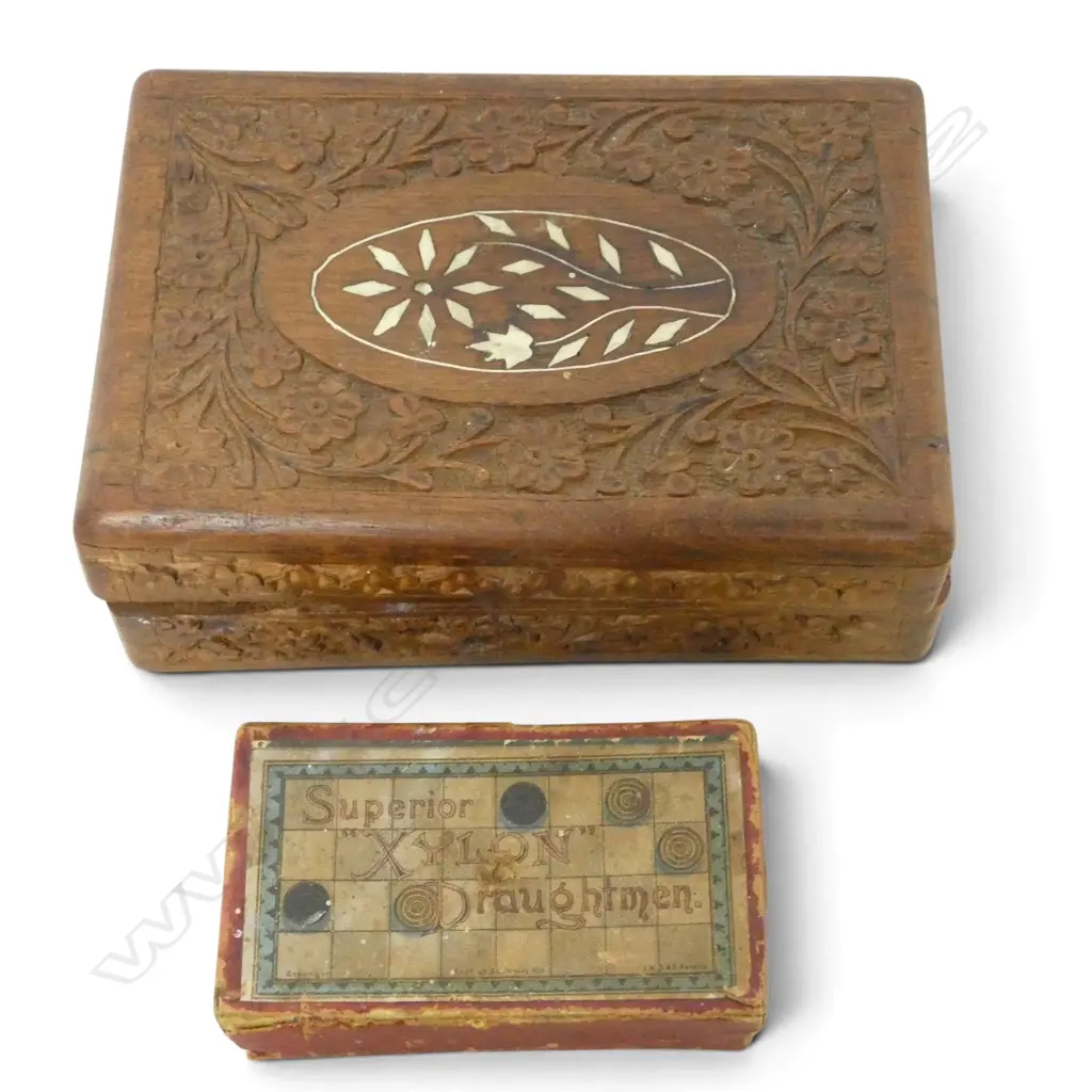BOXED PART SET OF BONE DOMINOS + 20 WOODEN TOKENS W.180mm Image 1++