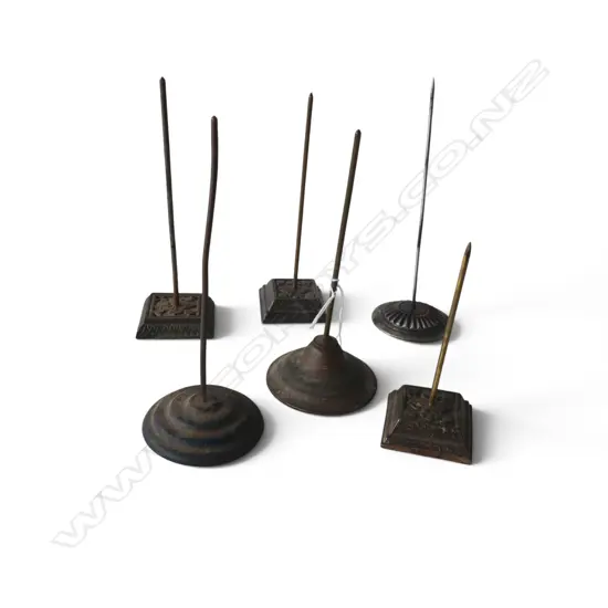 6 VICTORIAN CAST IRON PAPER SPIKES, H.115mm-170mm
