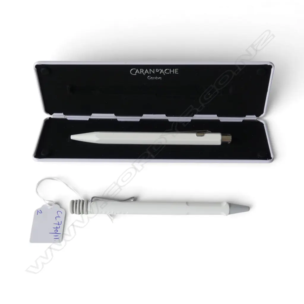 2 PENS; LAMY GERMANY BALL POINT, CARAN D'ACHE GENEVE ROLLER (CASED) Image 1++