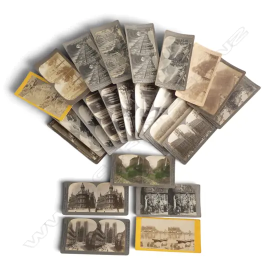  24 ANTIQUE STEREOVIEW CARDS OF SWITZERLAND & BELGIUM