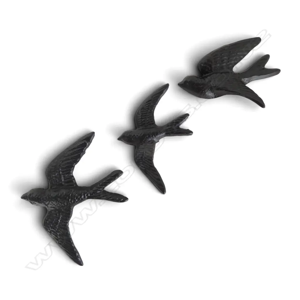 3 CAST IRON WALL SWALLOW BIRDS H.165mm Image 1++