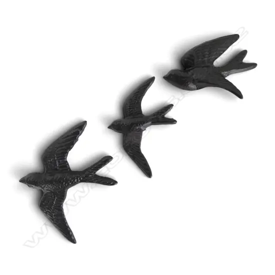 3 CAST IRON WALL SWALLOW BIRDS H.165mm