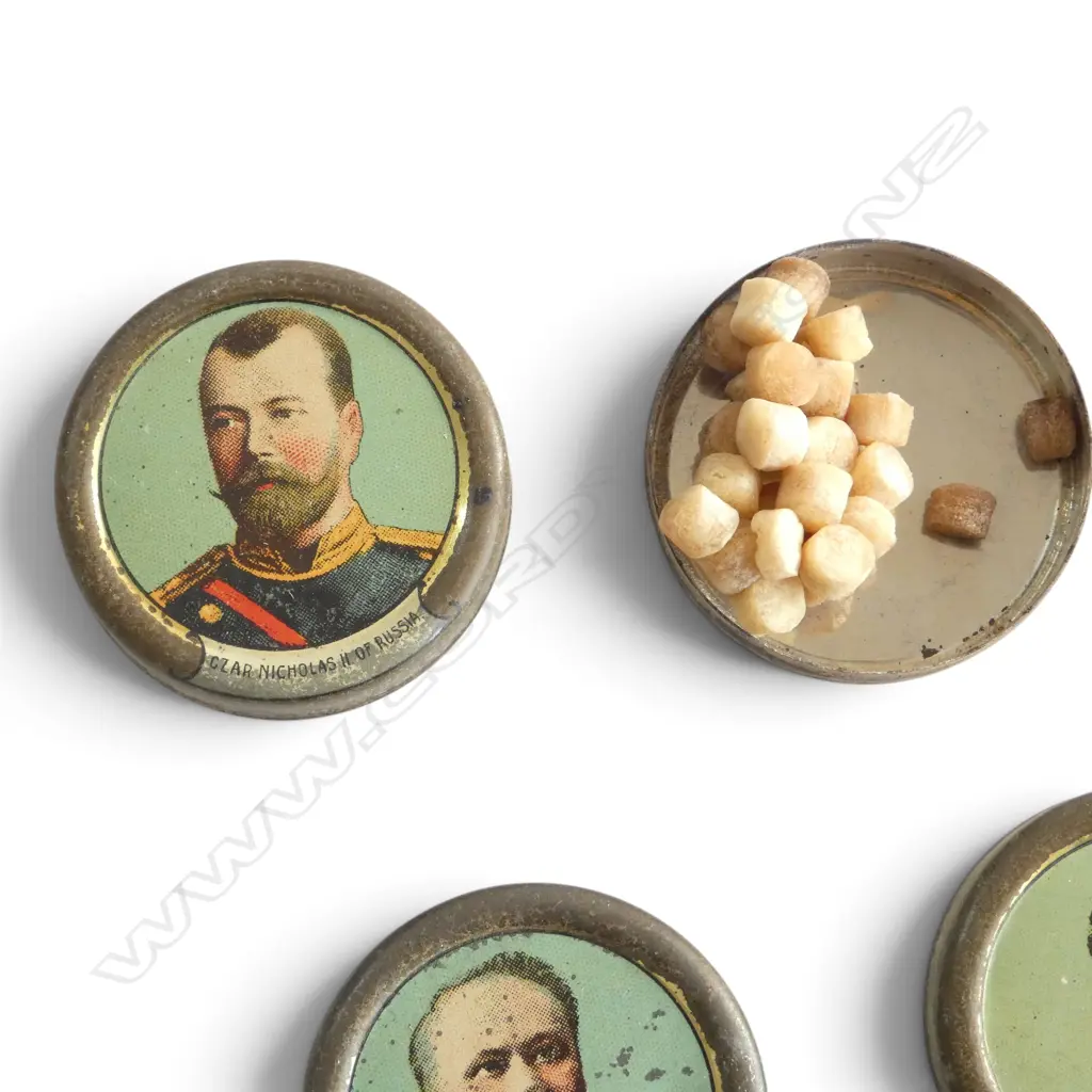 EARLY 20thC PASTILLE SWEET TINS 45mm dia Image 1++