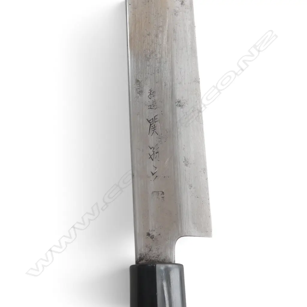 1950's JAPANESE CARBON STEEL CHEF'S KNIFE by Seki - Gifu (est.13thC) & SML CASED PARING KNIFE Image 1++