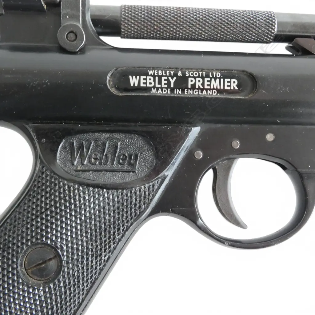VINTAGE WEBLEY AIR PISTOL. Boxed. .177 cal. Batch # 66. w 3 pins (rare) on trigger.  Image 1++