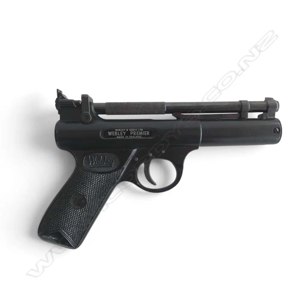 VINTAGE WEBLEY AIR PISTOL. Boxed. .177 cal. Batch # 66. w 3 pins (rare) on trigger.  Image 1++