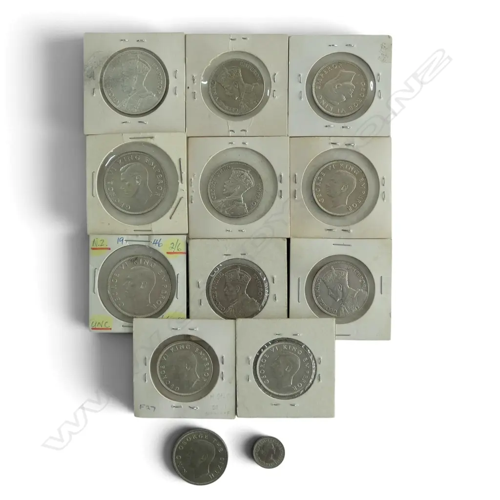COLLECTION OF EARLY 20thC MOSTLY SILVER NEW ZEALAND FLORINS + HALF-CROWN etc Image 1++