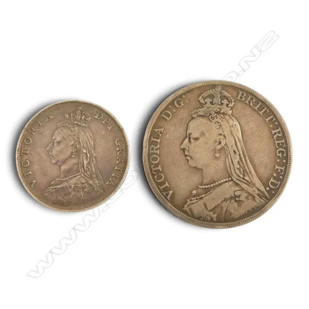 2 ANTIQUE VICTORIAN SILVER COINS 39gms Image 1++