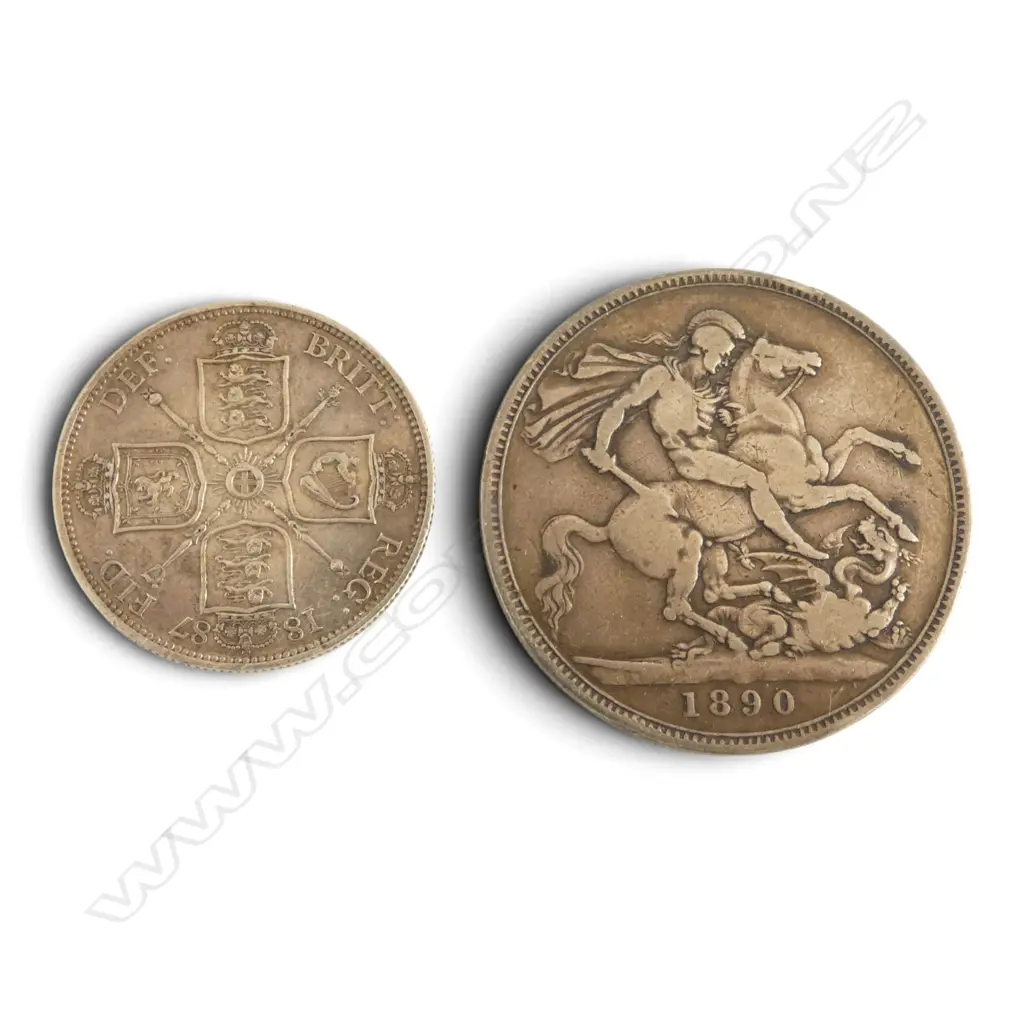 2 ANTIQUE VICTORIAN SILVER COINS 39gms Image 1++