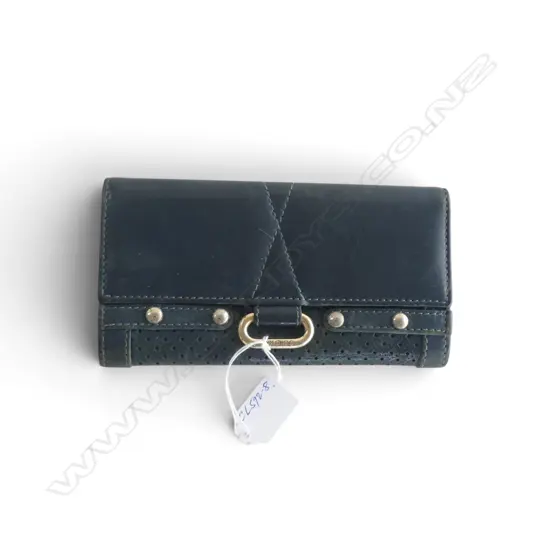 JIMMY CHOO BLUE LEATHER VINTAGE CLUTCH / WALLET. L.190mm