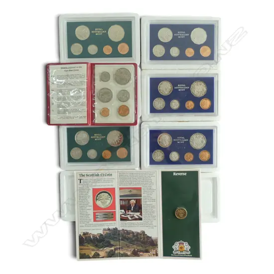 ASST. AUSTRALIA COIN SETS + SCOTTISH 1984 1 POUND COIN
