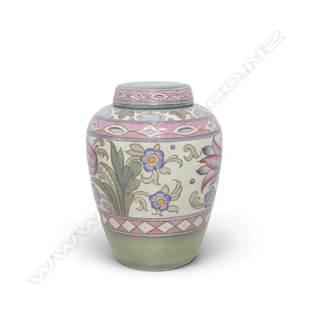 CHARLOTTE RHEAD LIDDED VASE wear to glaze under lid H.240mm Image 1++