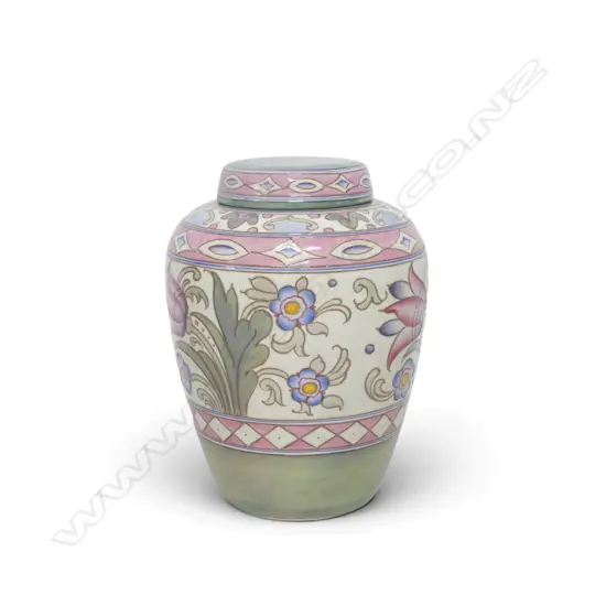CHARLOTTE RHEAD LIDDED VASE wear to glaze under lid H.240mm