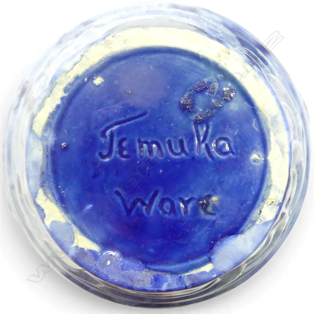 TEMUKA WARE VASE blue glaze H.180mm Image 1++