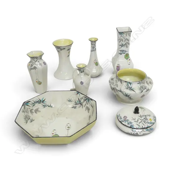 8PCS SHELLEY CHINA JAPANESE LANTEEN LUSTER PAT VASES BOWLS ETC