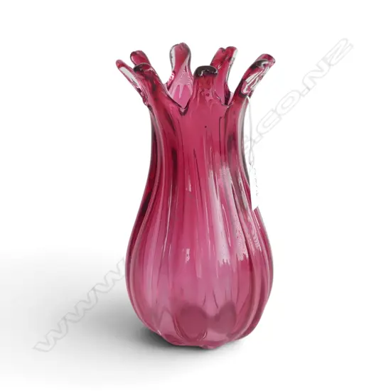CRANBERRY ART GLASS VASE H.245mm