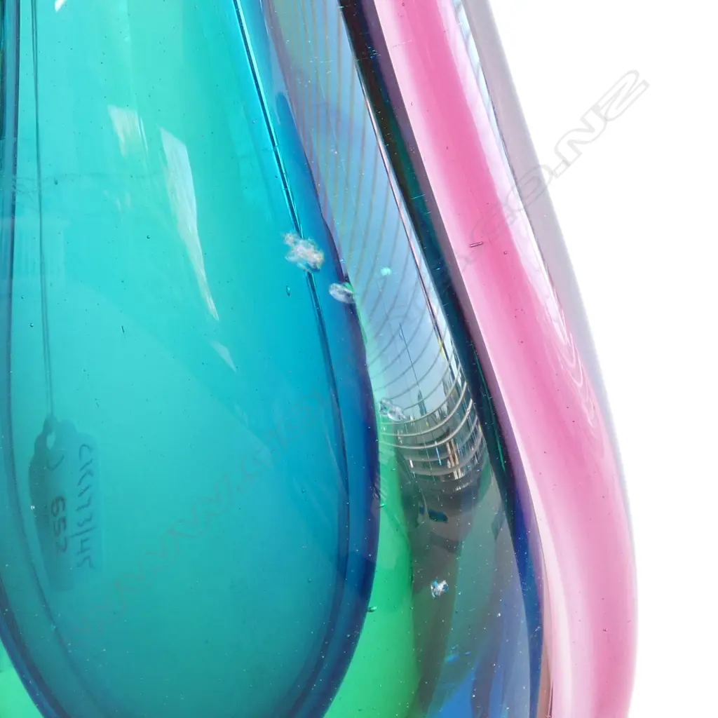 MULTI COLOURED MID CENTURY STUDIO GLASS VASE H270MM four scratches to glass Image 1++