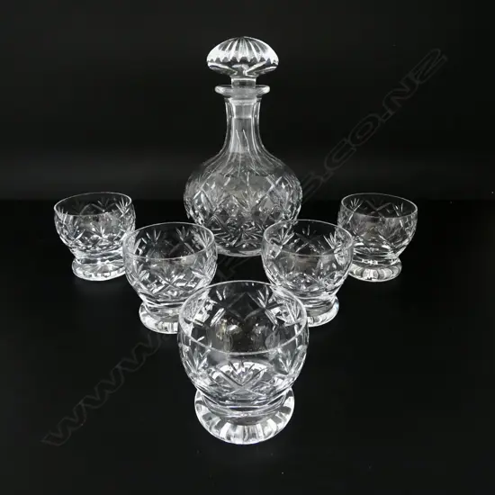 WEBB & CORBETT CRYSTAL DECANTER + 5 GLASSES 