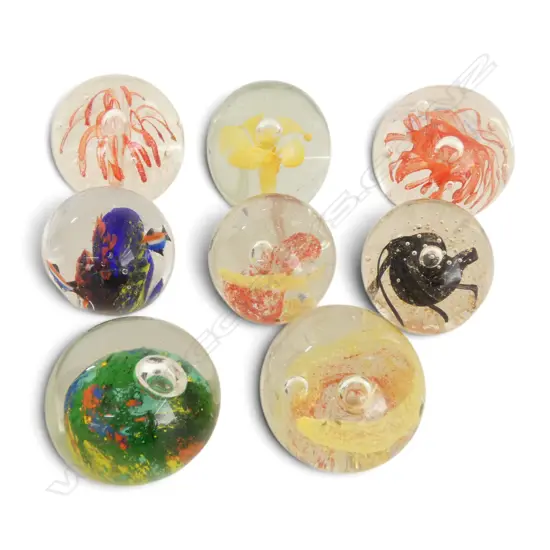 8 ART GLASS PAPERWEIGHTS some faults H.80mm