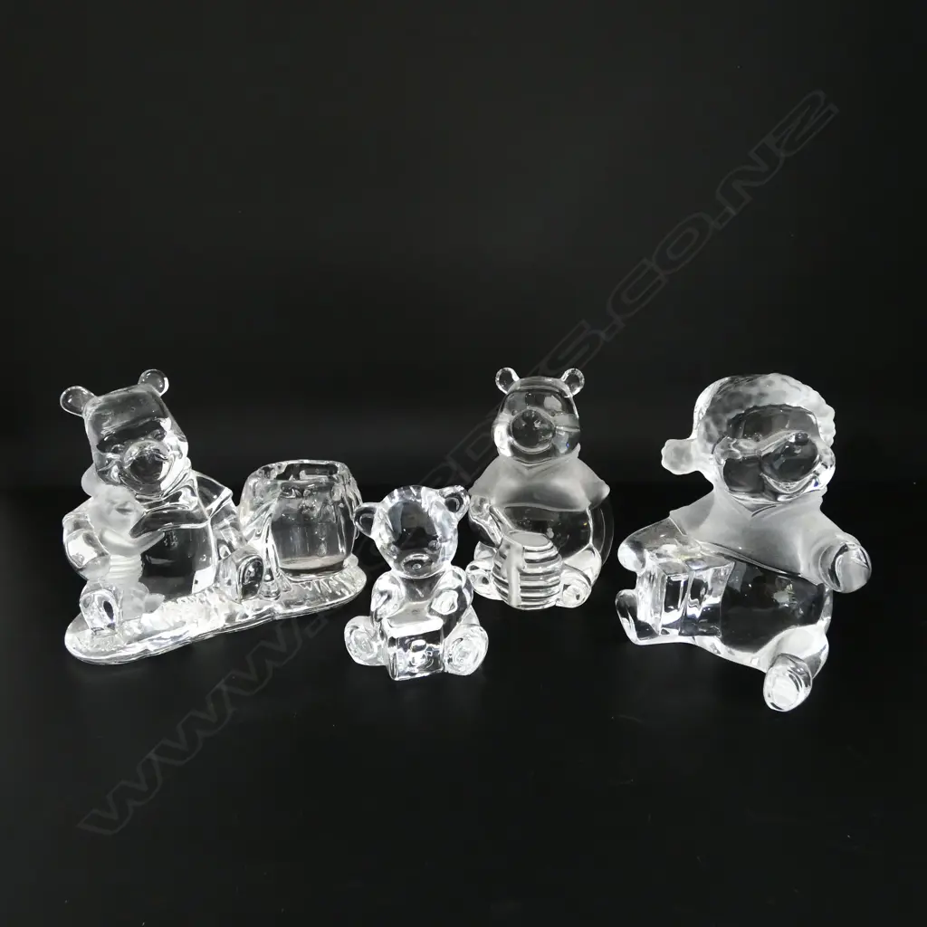 4 CRYSTAL BEARS; 3 LENOX GERMANY DISNEY POH BEAR (2 AF H.130mm) + WATERFORD H.75mm Image 1++