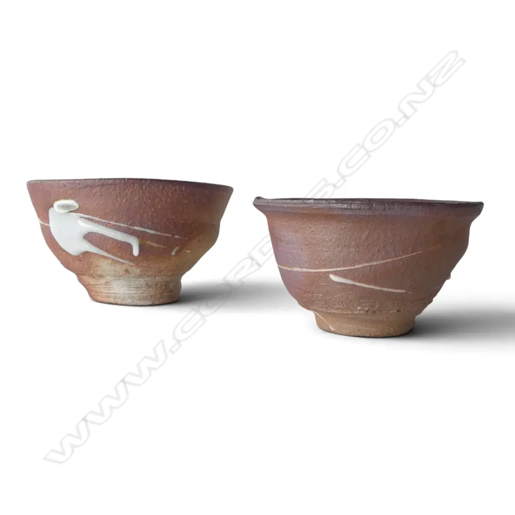 2 JAPANESE? STUDIO POTTERY BOWLS H.90mm, 160mm dia Image 1++
