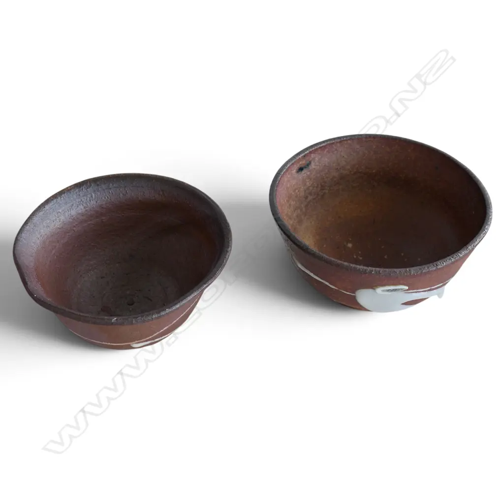 2 JAPANESE? STUDIO POTTERY BOWLS H.90mm, 160mm dia Image 1++