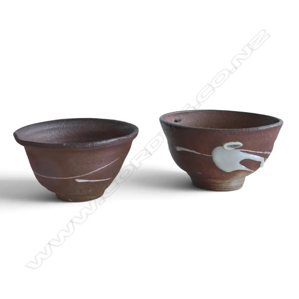 2 JAPANESE? STUDIO POTTERY BOWLS H.90mm, 160mm dia Image 1++