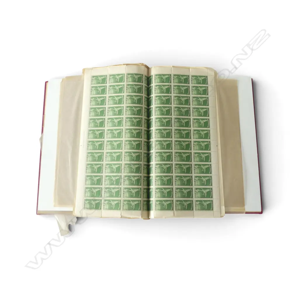 3 ALBUMS OF NZ PREDECIMAL STAMP SHEETS MINT: 1936 Commerce full sheet of each + multiple sheets Arms Type + Health Image 1++