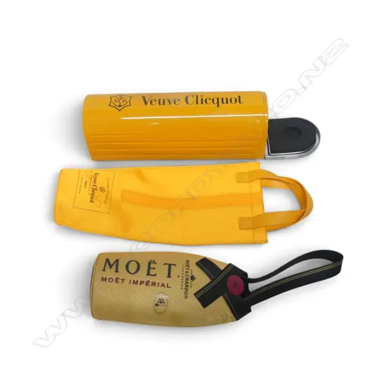 VEUVE CLIQUOT METAL BOX, BAG & MOET BAG H.330mm