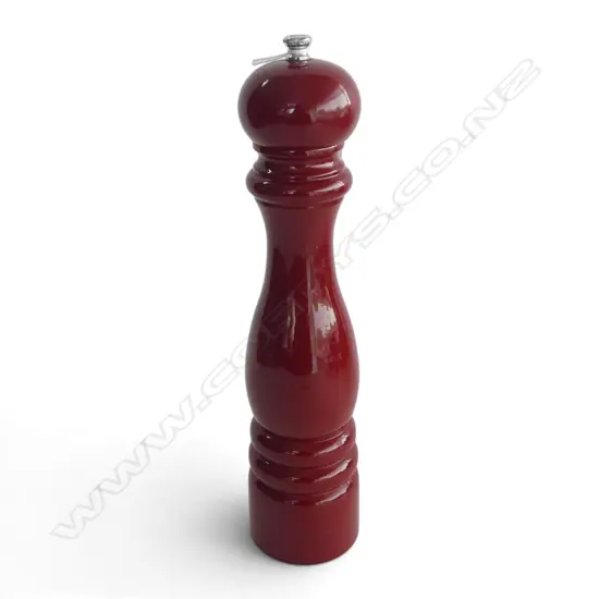 PEUGEOT RED LACQUERED TURNED BEECHWOOD PEPPER MILL H300MM