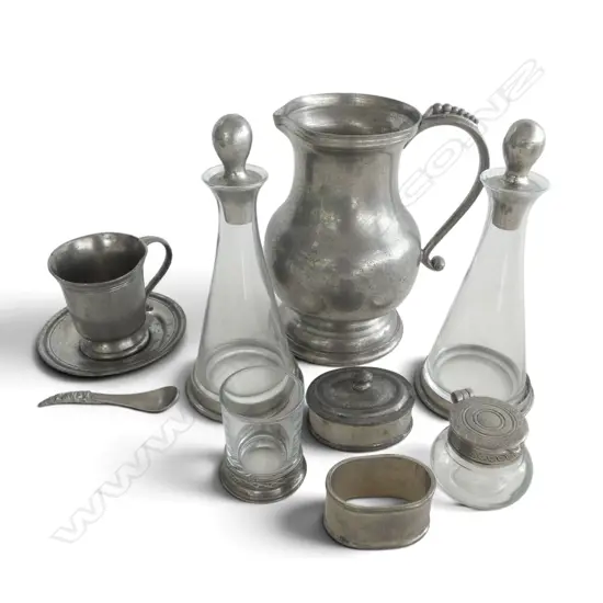 10PCS EUROPEAN & ENGLISH PEWTER, ALL w TOUCHMARKS