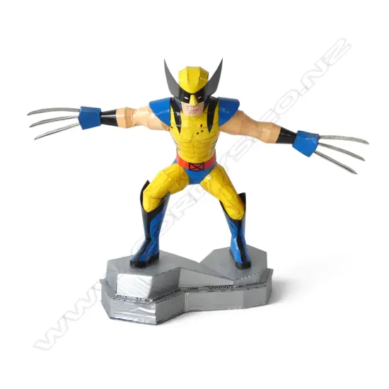 HAND MADE CARDBOARD WOLVERINE BY STEFSKI NZ, SIGNED H.480mm