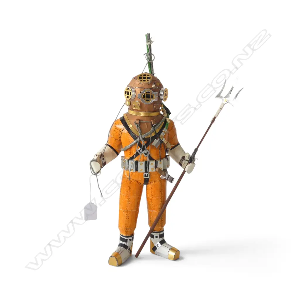 HAND MADE CARDBOARD DIVER BY STEFSKI NZ, SIGNED H.445mm Image 1++