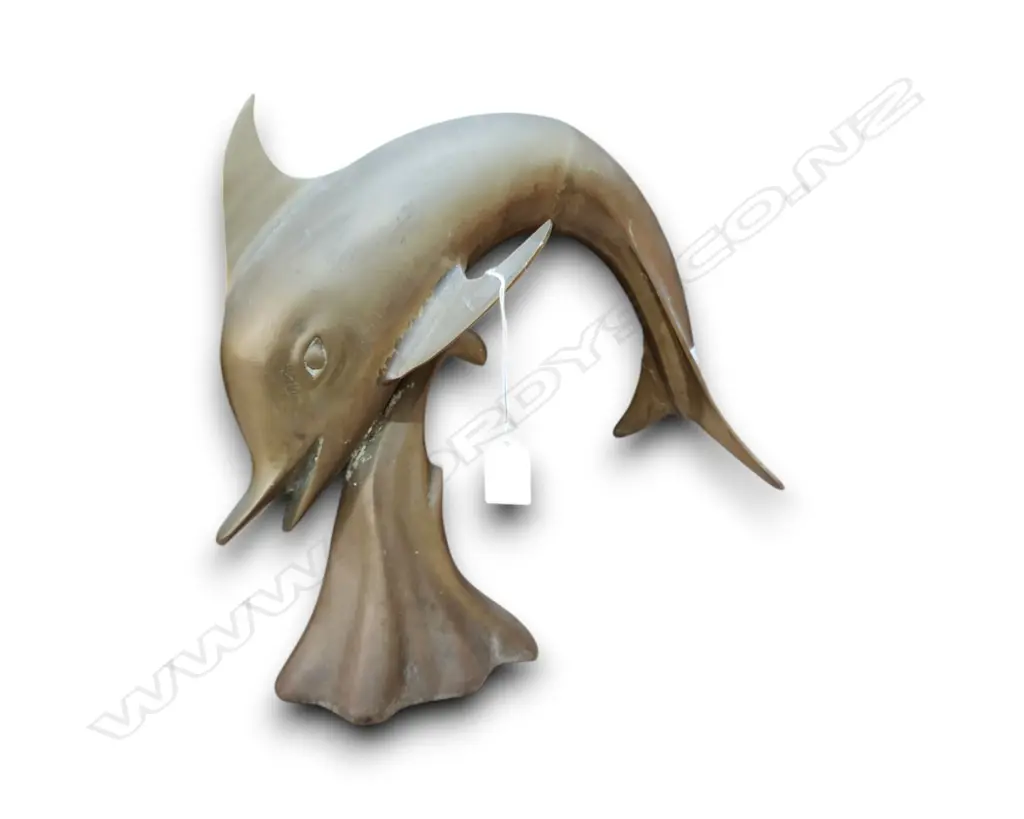 LARGE BRASS DOLPHIN SCULPTURE 350H mm Image 1++