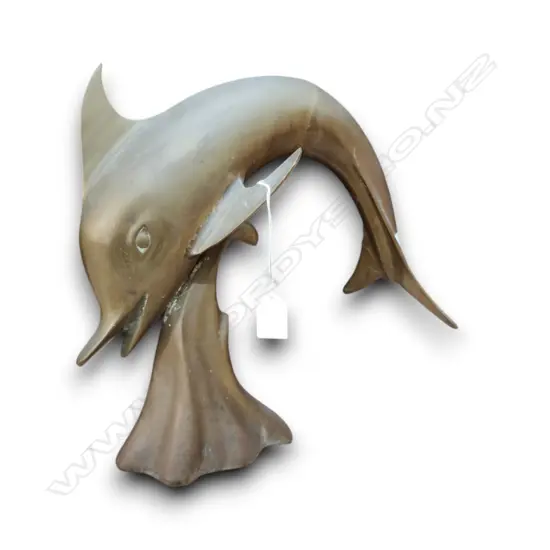 LARGE BRASS DOLPHIN SCULPTURE 350H mm