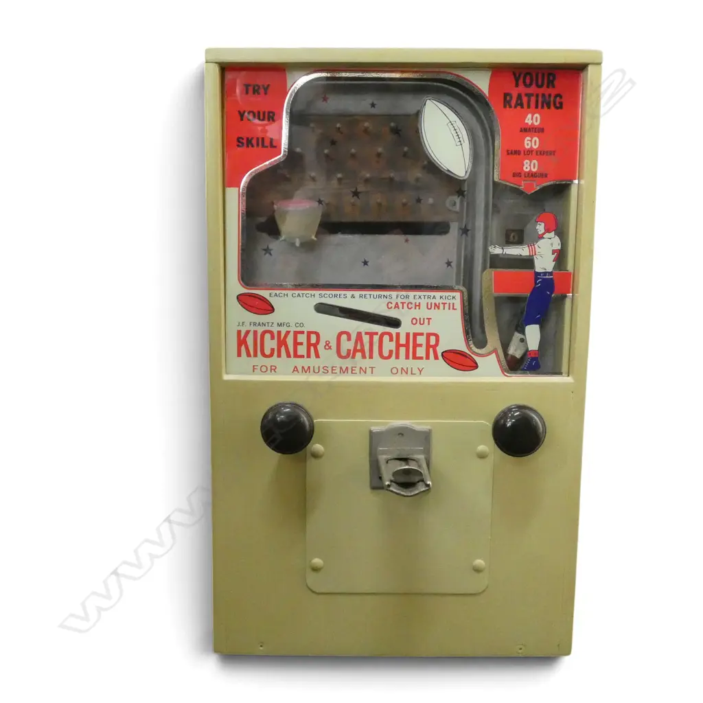 VINTAGE 'KICKER & CATCHER' ARCADE AMUSEMENT by J.F. FRANTZ MFG/ CO. 335x170x545mm Image 1++