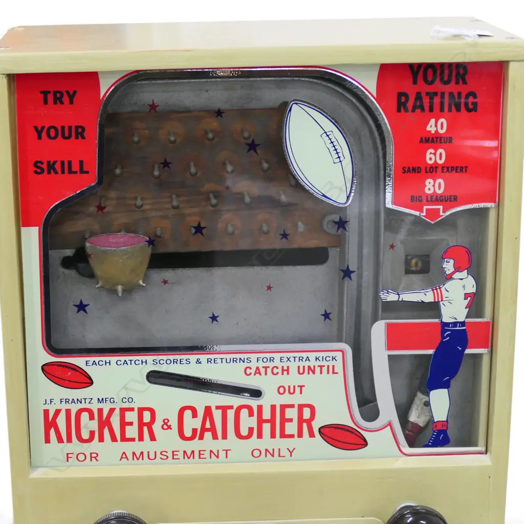 VINTAGE 'KICKER & CATCHER' ARCADE AMUSEMENT by J.F. FRANTZ MFG/ CO. 335x170x545mm Image 1++