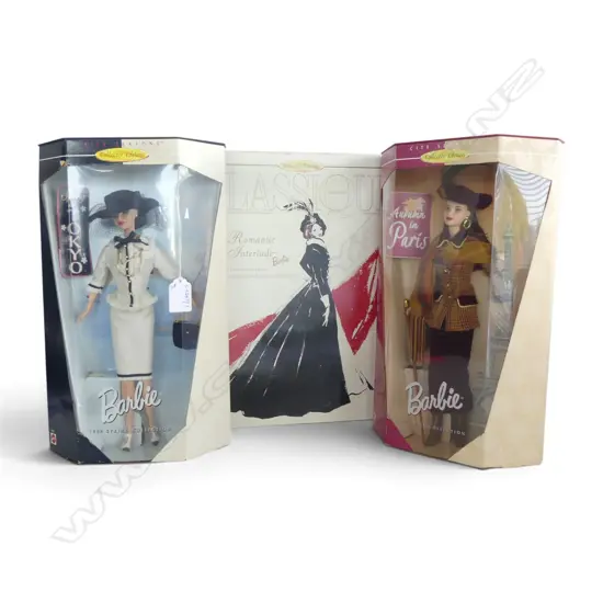 3 BOXED BARBIE DOLLS; SPRING IN TOKYO, AUTUMN IN PARIS, CLASSIQUE 'ROMANTIC INTERLUDE'