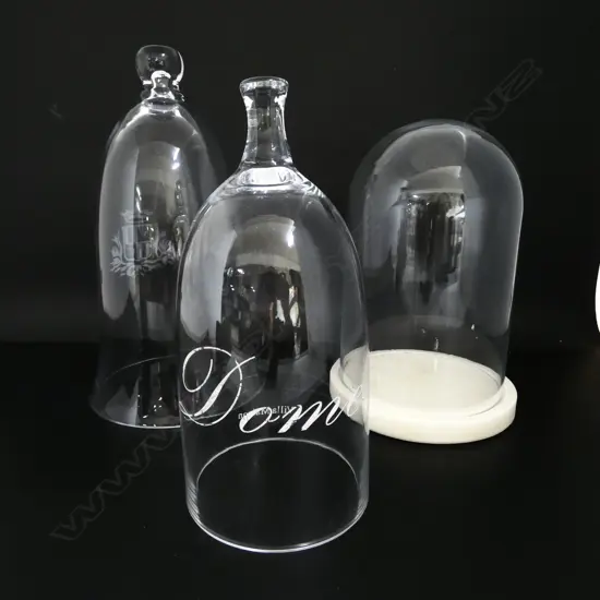 2 GLASS CLOCHES H.330mm + DOME