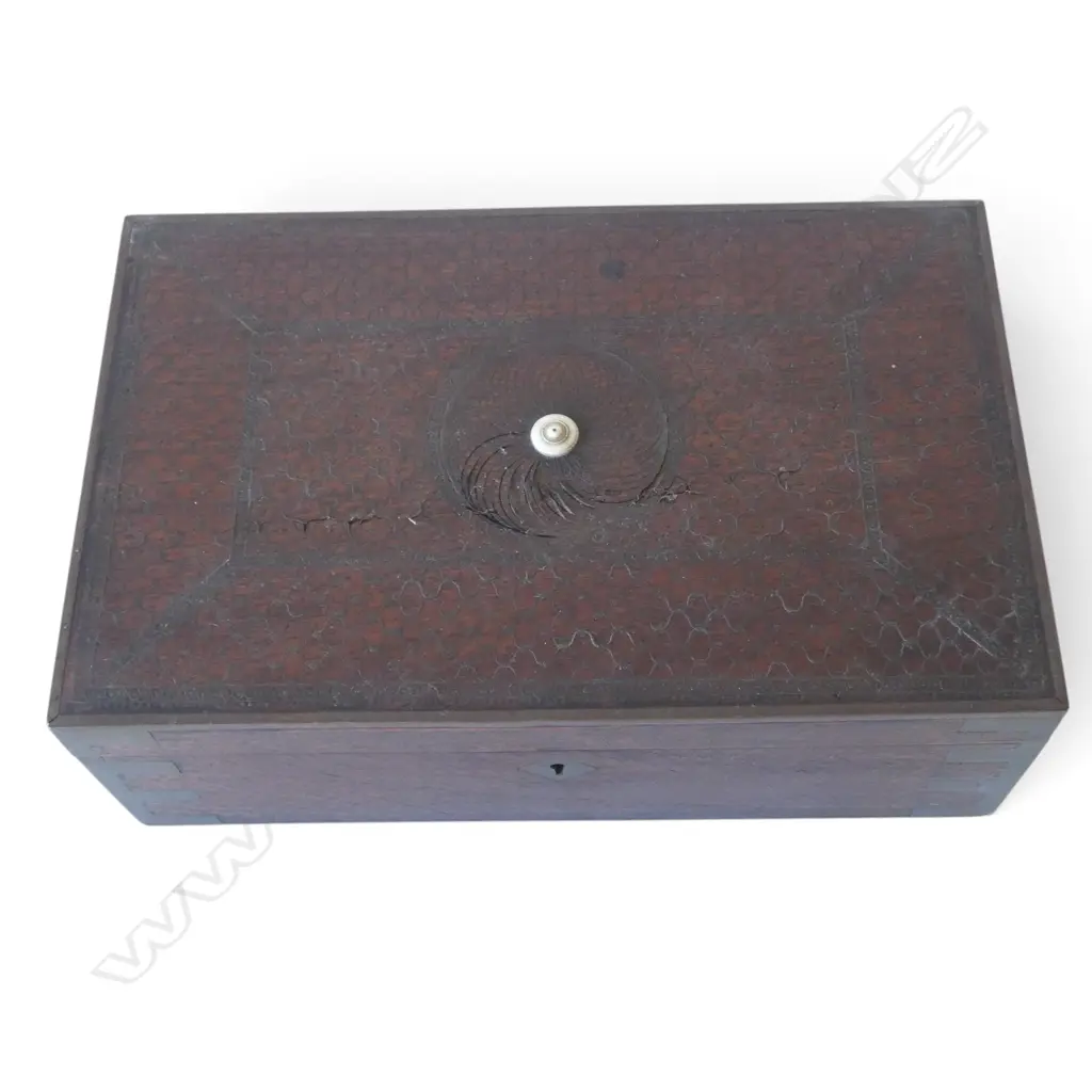 ANGLO INDIAN BRASS INLAID MAHOGANY BOX L330 H120MM Image 1++