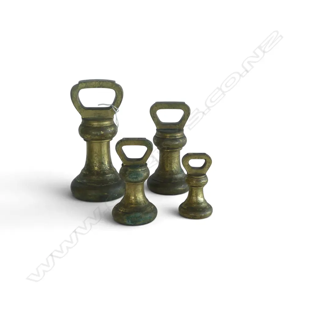 4 ANTIQUE BRASS WEIGHTS H.185mm Image 1++